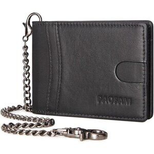 Genuine Leather Blocking Bifold Wallet RFID Protective Credit Card Holder